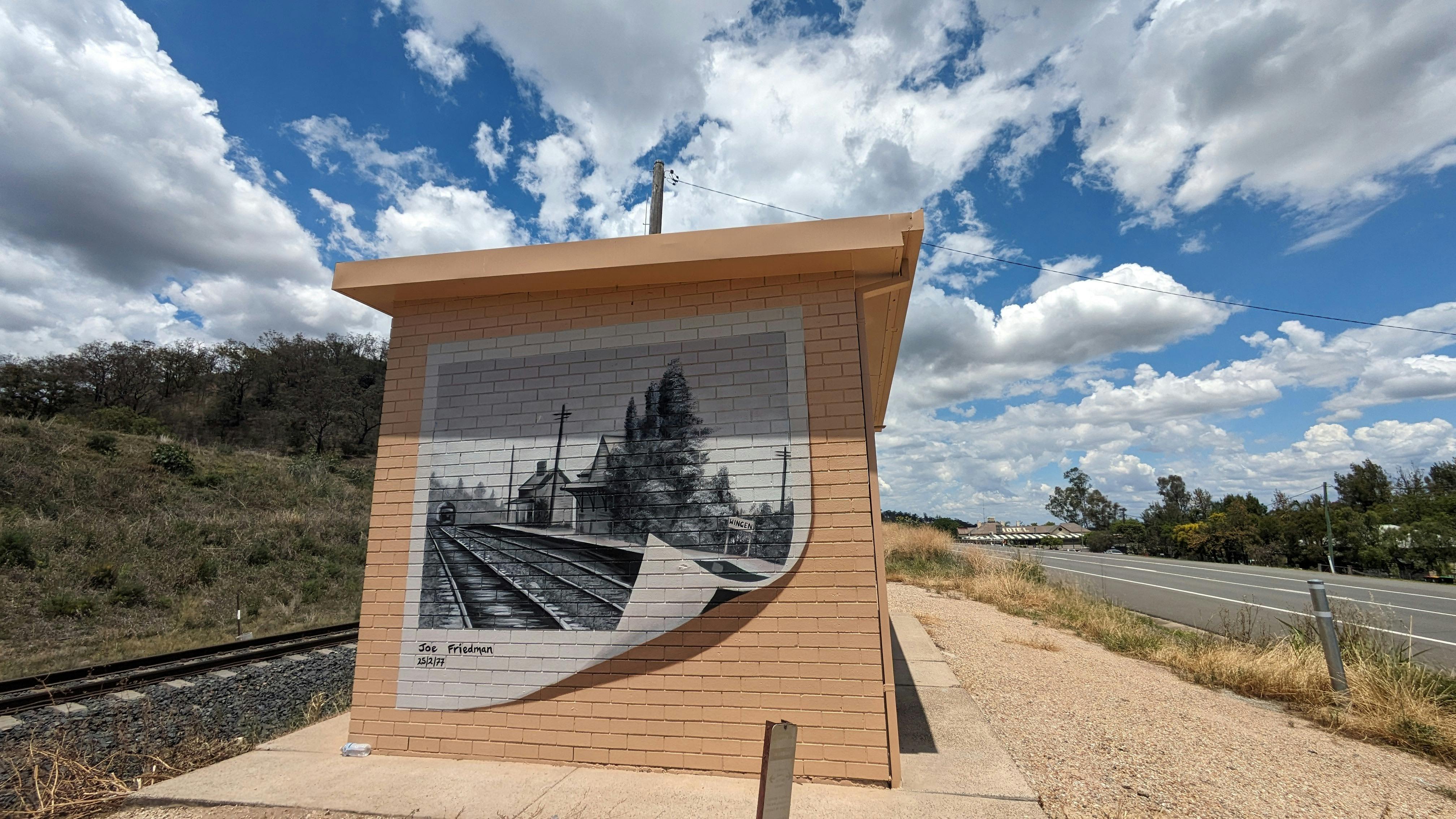 Dan Bianco painting of old photograh depciting the old Wingen Station.