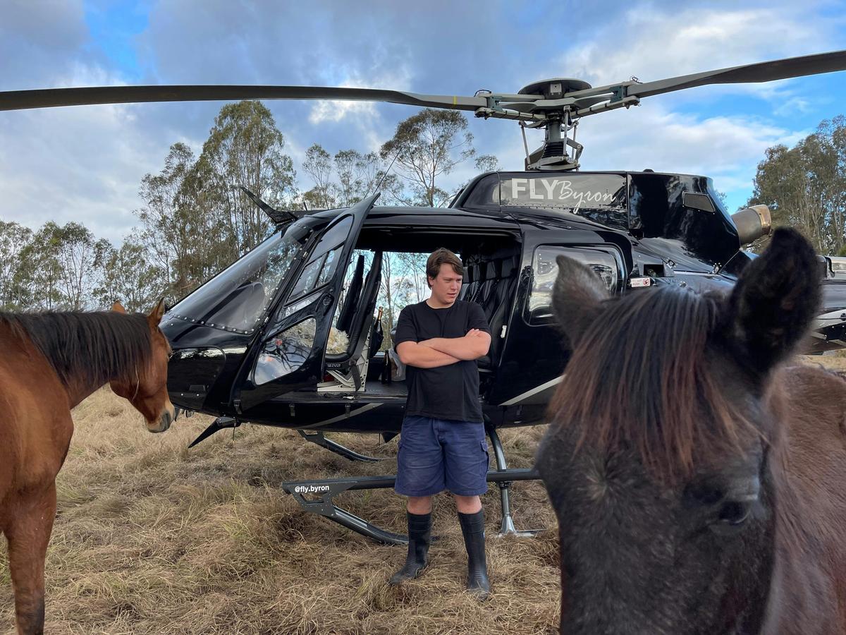Helicopter landing at The Ranch on Clarence