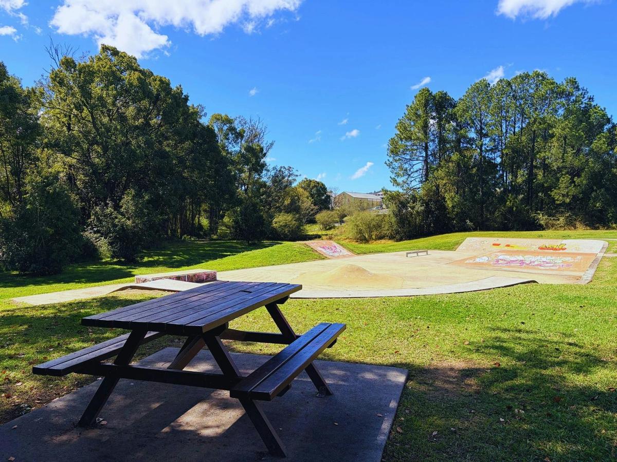 Picnic tables, space to run and a skate park to  learn new tricks.