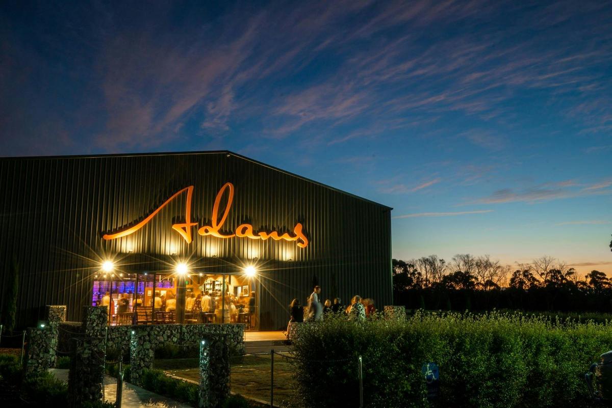 Adam's Distillery outside evening