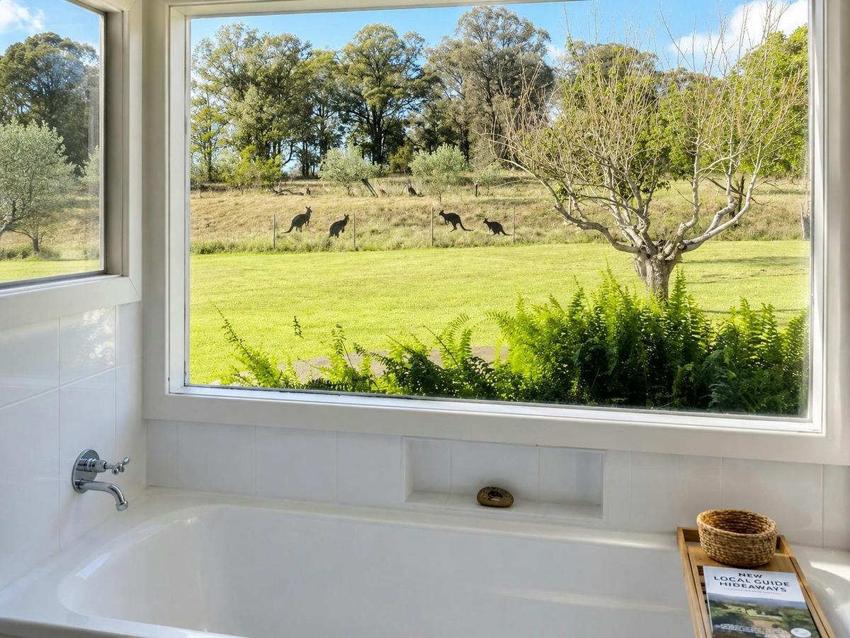 Bathroom with kangaroo views at Adeline Estate