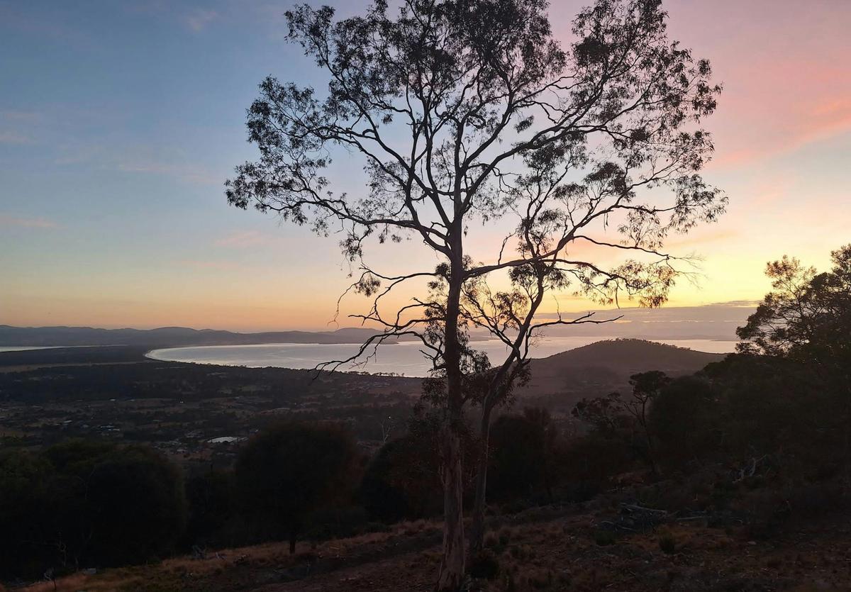 Sunset views across the Tasmanian landscape