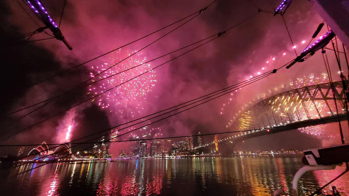 NYE midnight fireworks, viewed from the James Craig