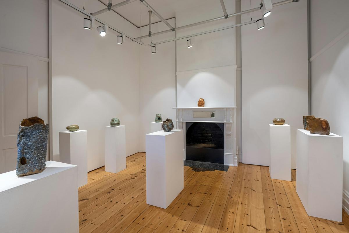Lounge gallery featuring works by artist in residence Fruzsi Kenz.