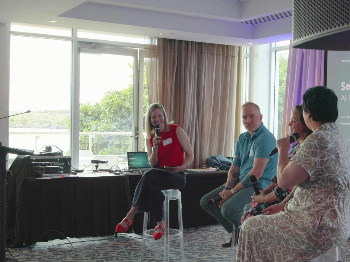 Tahnee from The Strategy Studio hosting a panel about Building Your Own AI Marketing Assistant