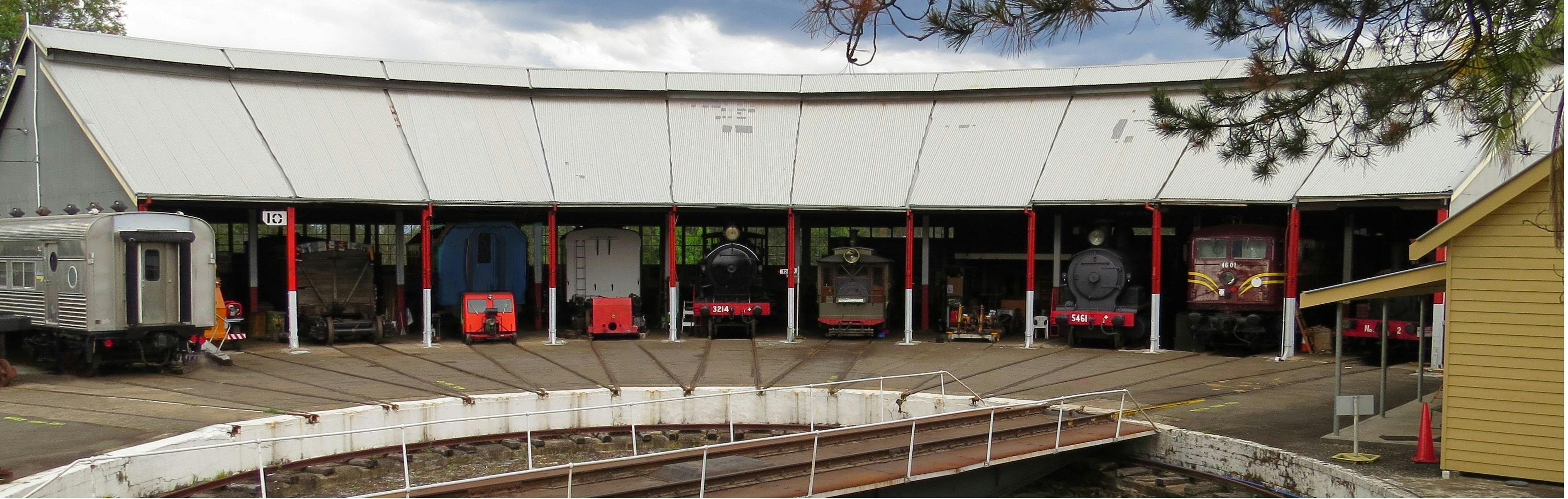 1914 roundhouse with large exhibits