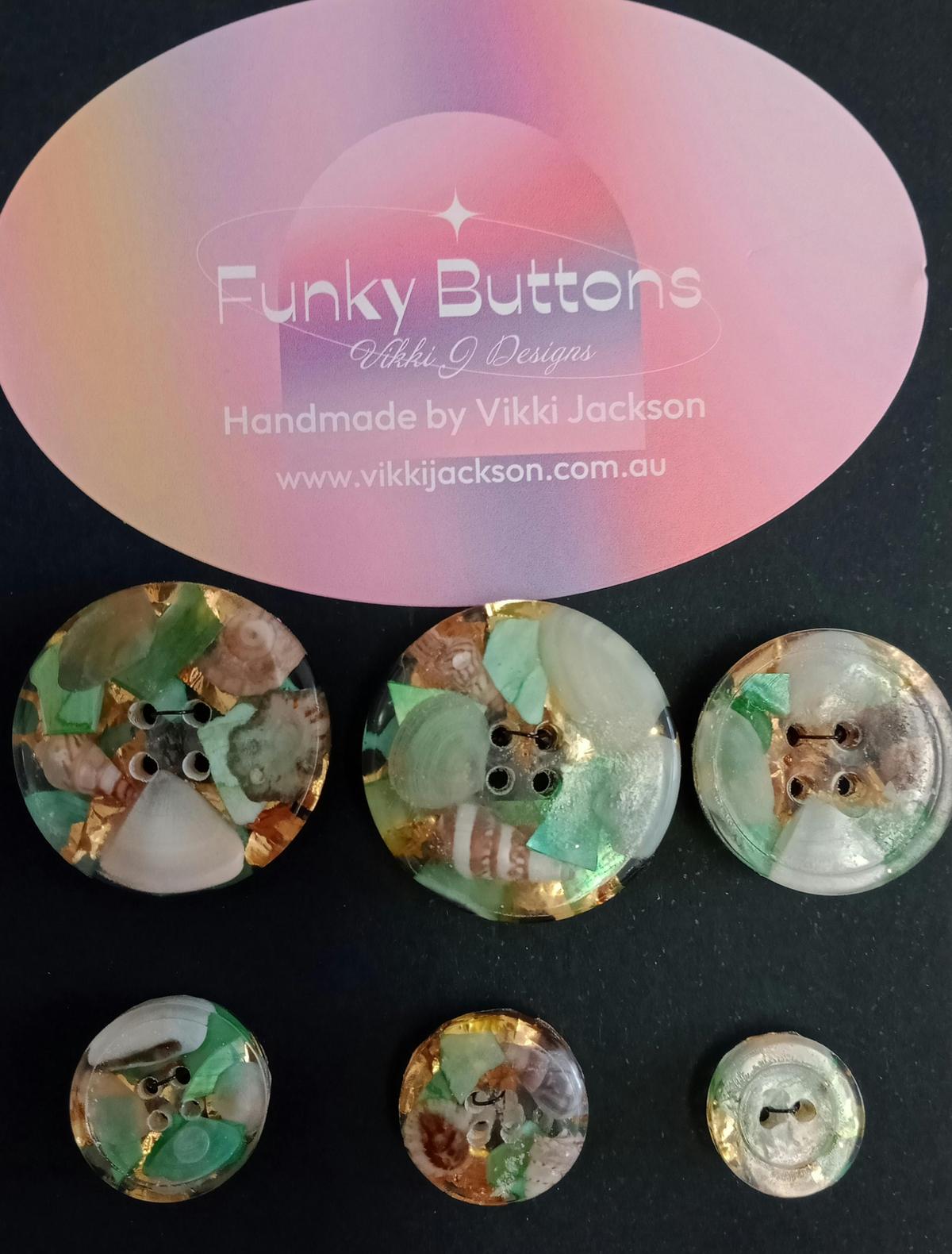 Shell and resin buttons
