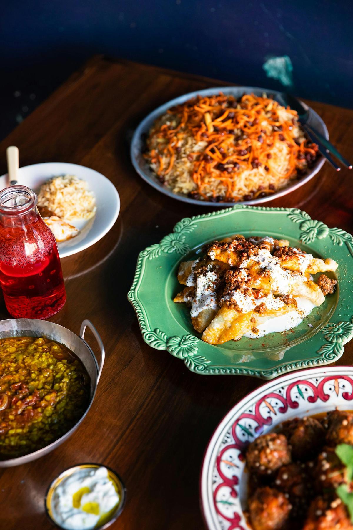 Ashak Dumplings at the centre of a Parwana meal