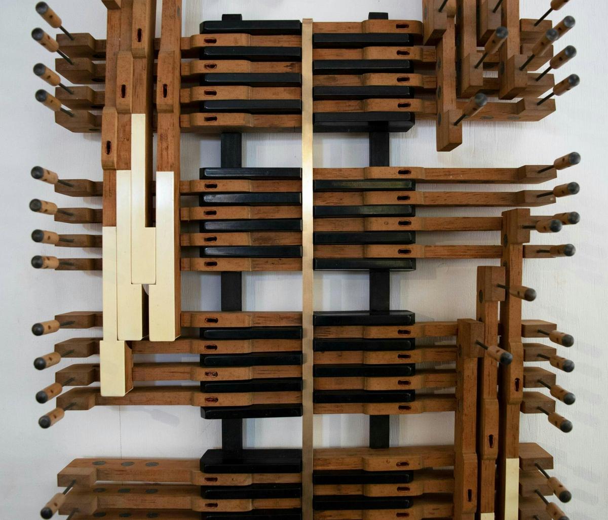 Martin Rowney, Vernacular Temperament (artwork detail), mixed media, piano keys