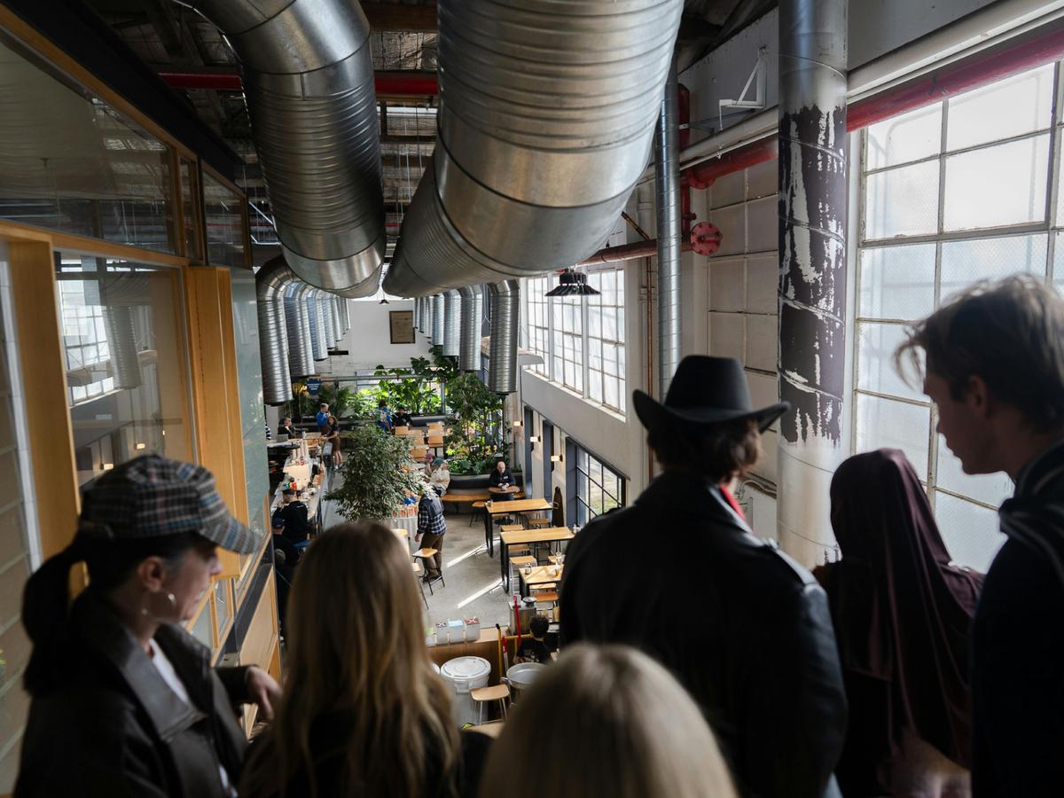 The viewing deck into the micro roastery
