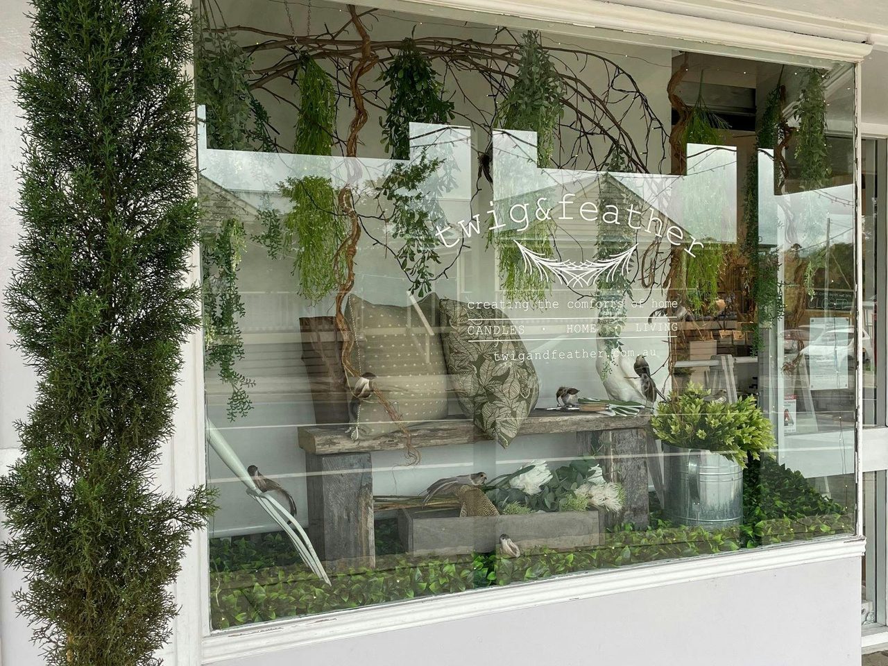 Twig and Feather Shop Front Window Display