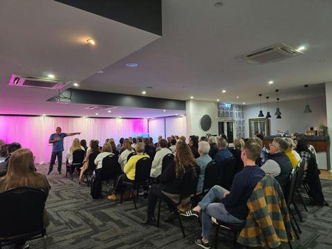 Aussie medium Simon Hay at the Merimbula RSL