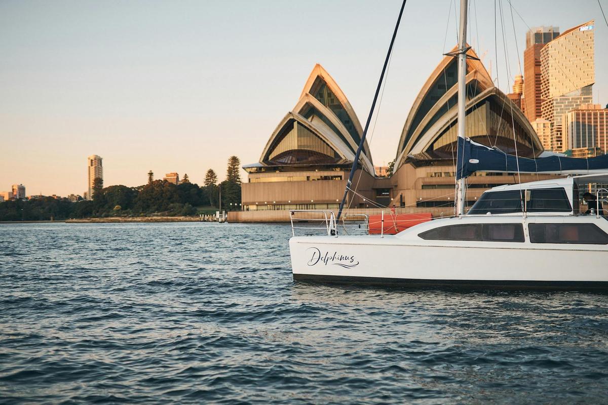 Delphinus catamaran on Sydney Harbour with Opera House views