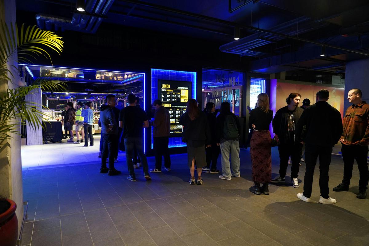 Guests queuing outside Butchers Buffet Melrose Park