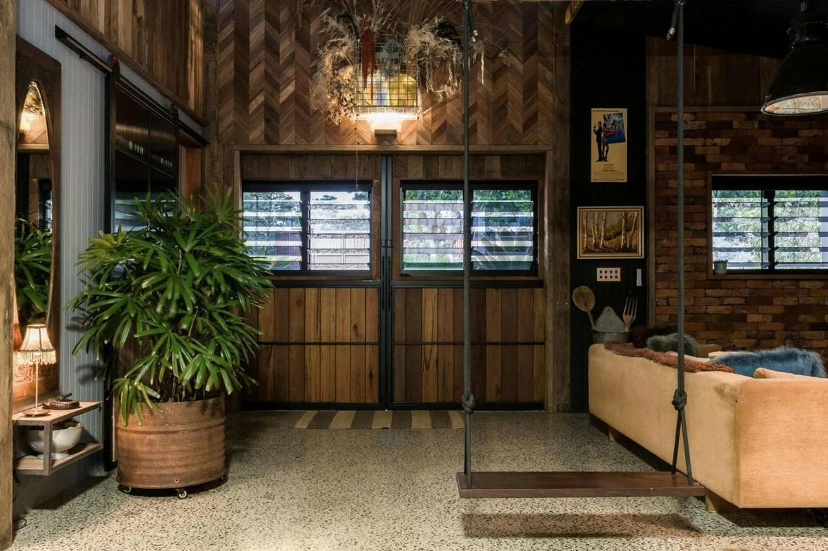 Inside the barn