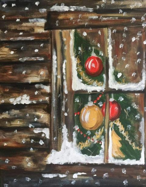 Paint Pinot Christmas Window at Yass Soldiers Club