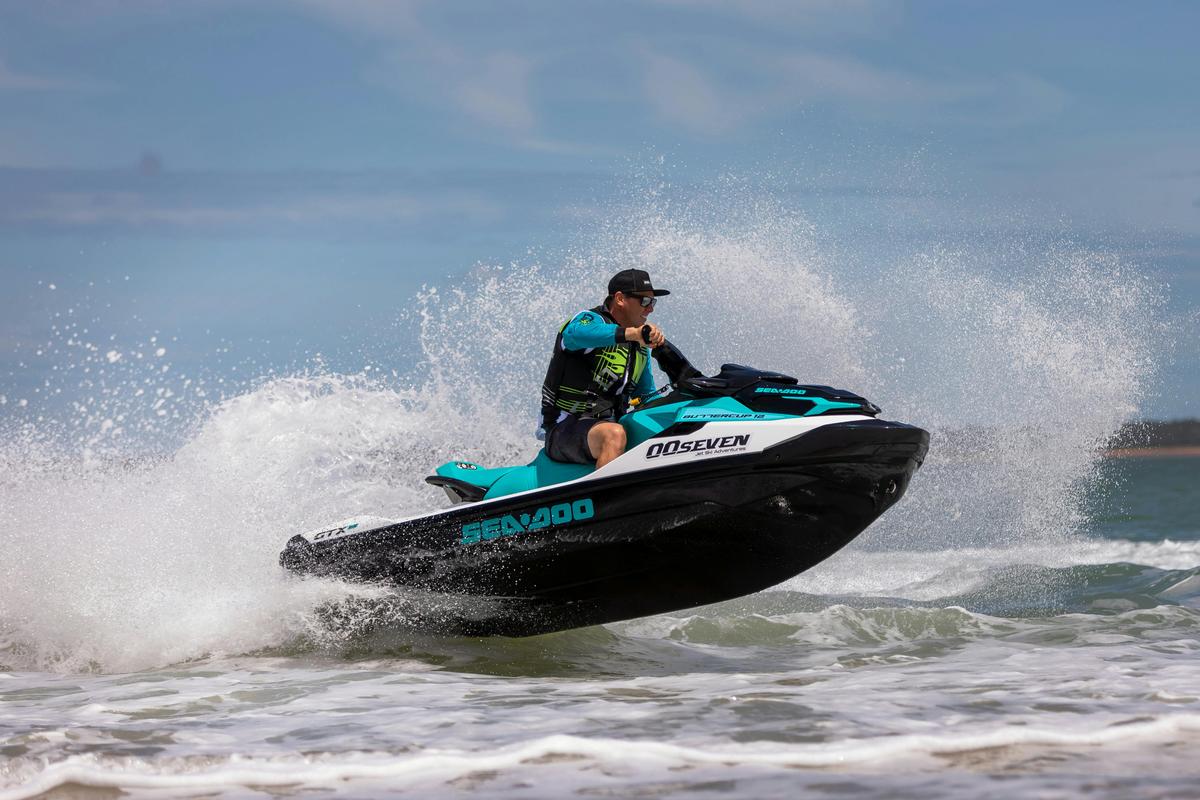 Guide riding a jet ski through the life