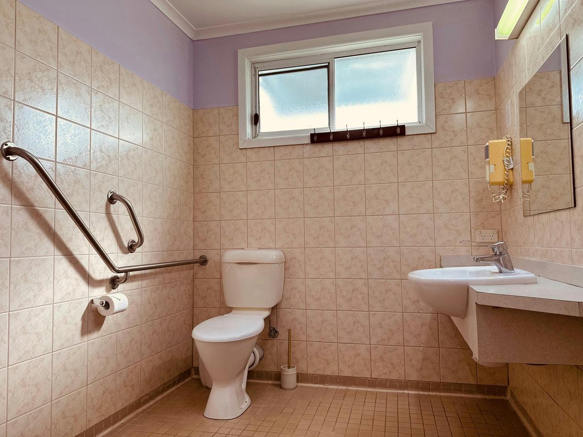 Accessible bathroom with handrails in the Family Room