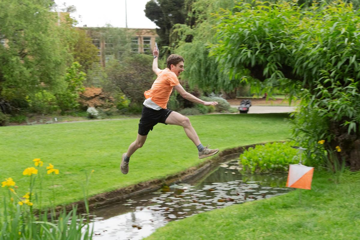 Jumping over a water course
