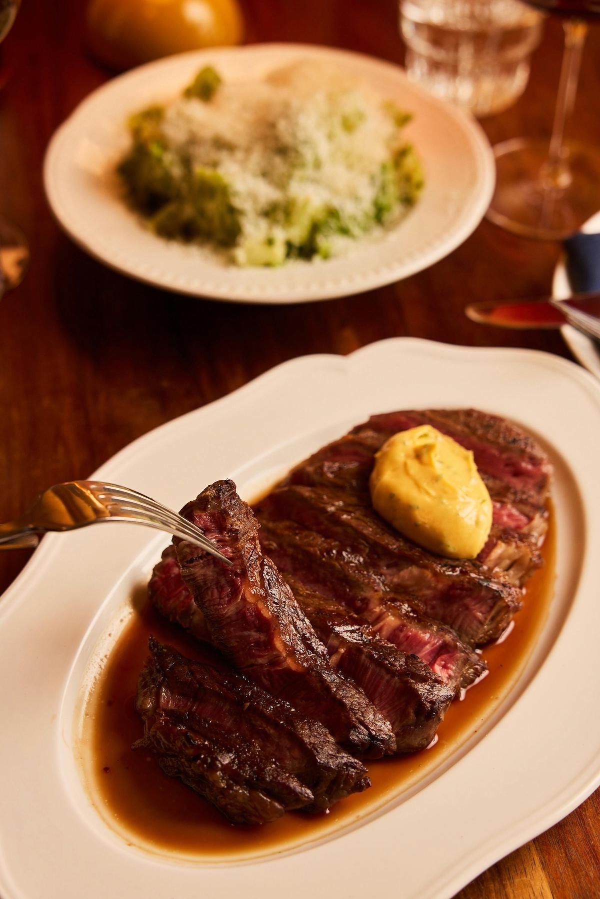 Our signature dry aged, grass fed ribeye from McLaren Vale, cooked over fire.