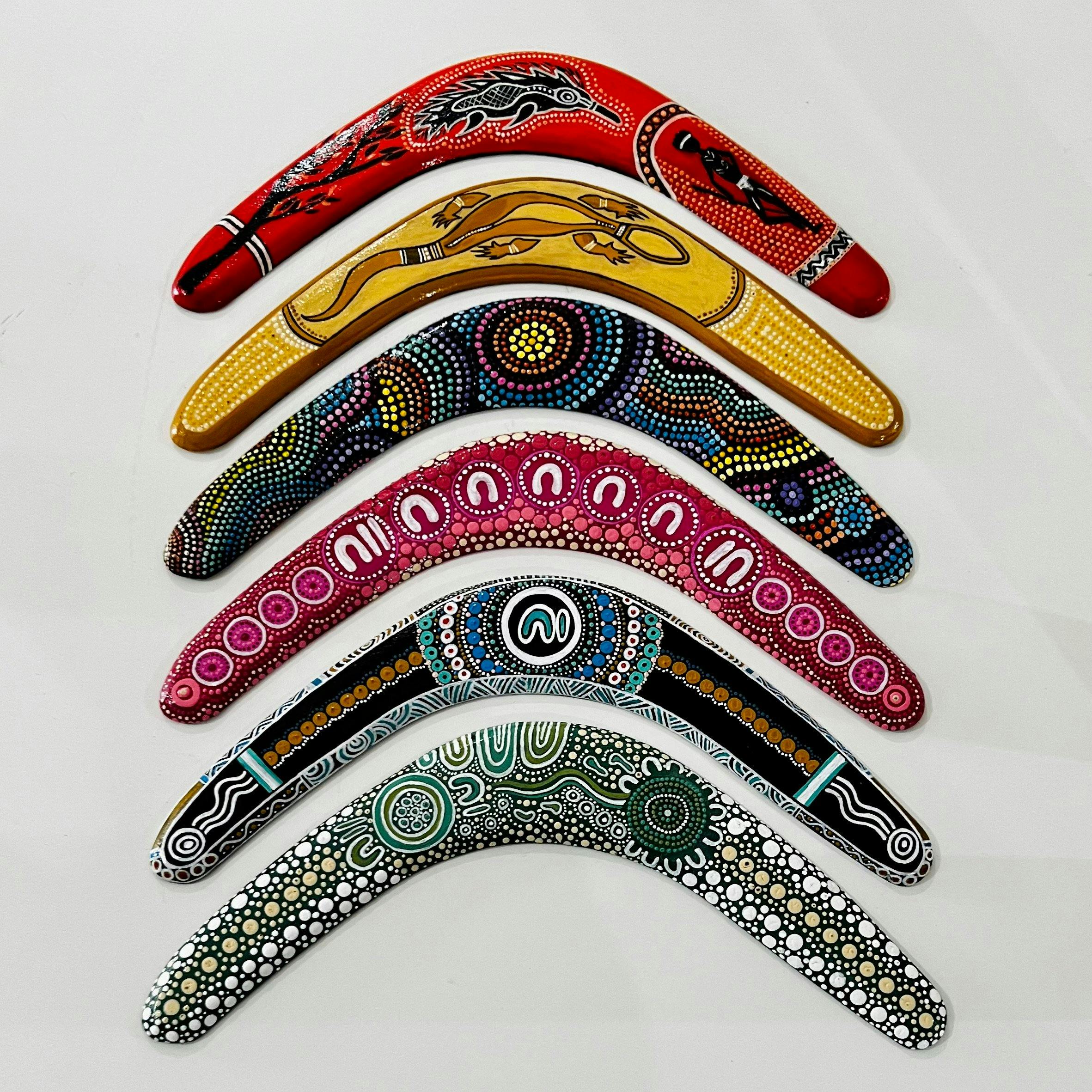 Painted Boomerangs by Gamilaraay Artist Vivianne Smith Jnr