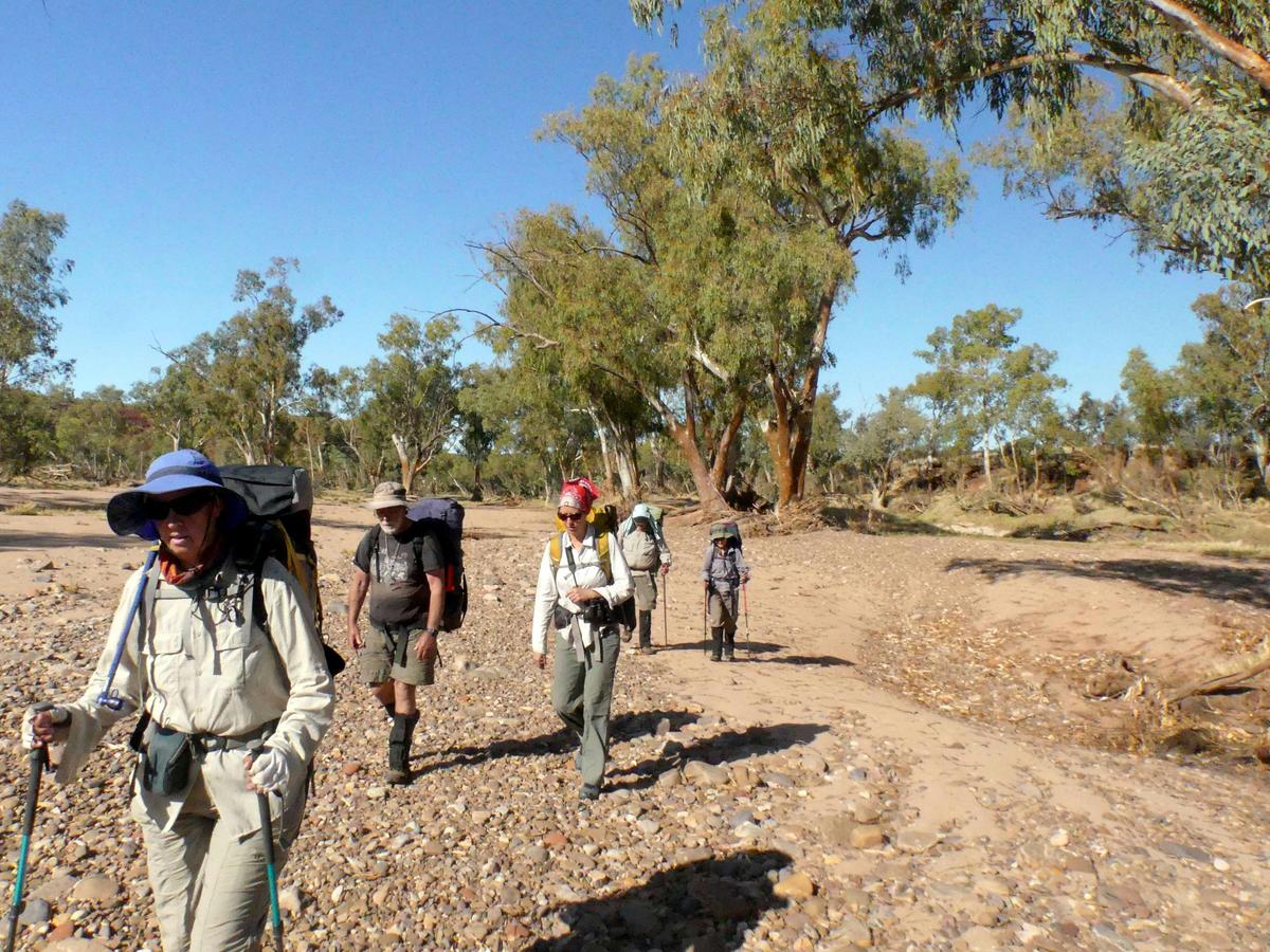 Walking to Bowmans Gap. On this trip, we carry our packs to a base camp and do a day walk from there