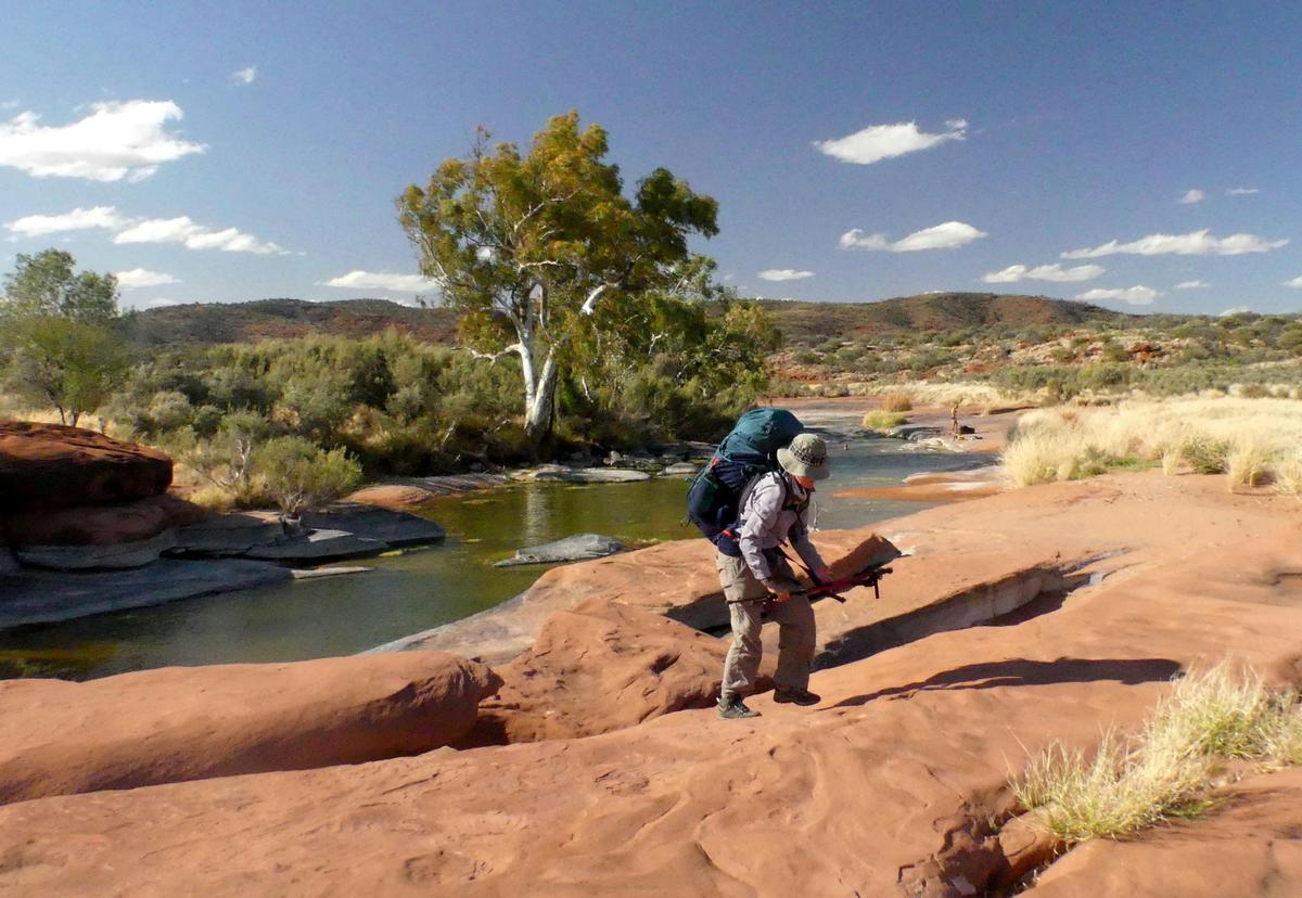 Fink Gorge National Park. We’ve always been able to find water on our overnight walks.