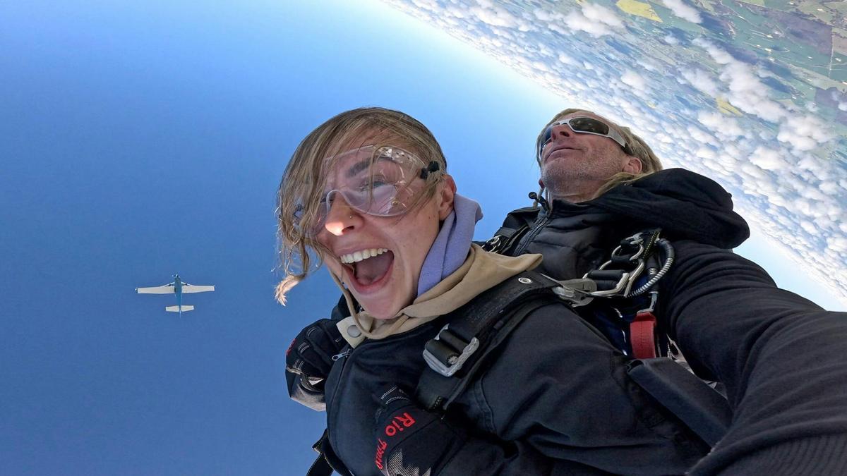 Freefall over the South West with the jump plane overhead