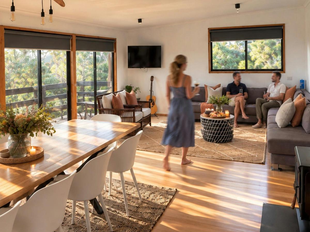 Relax in the lounge area overlooking the lake