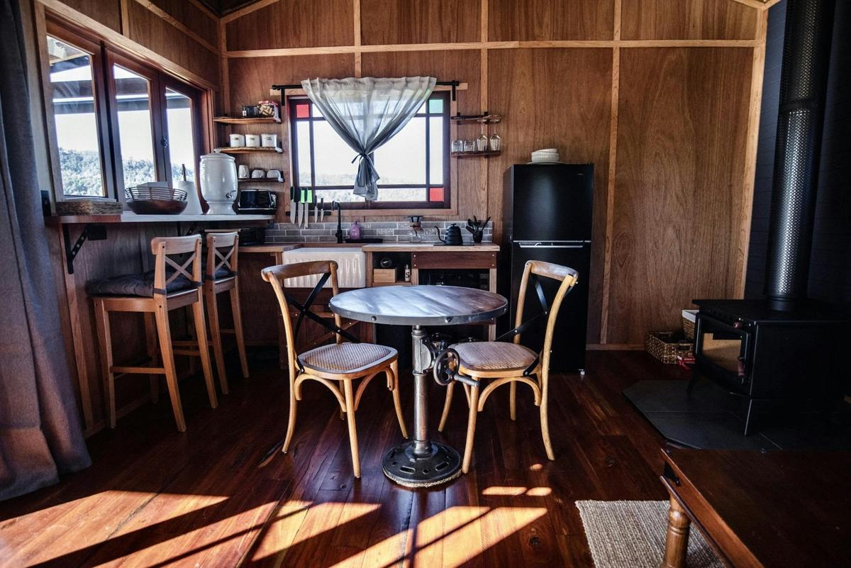 Greygum and Ironbark Kitchen at Two Little Witches Cottage Retreats