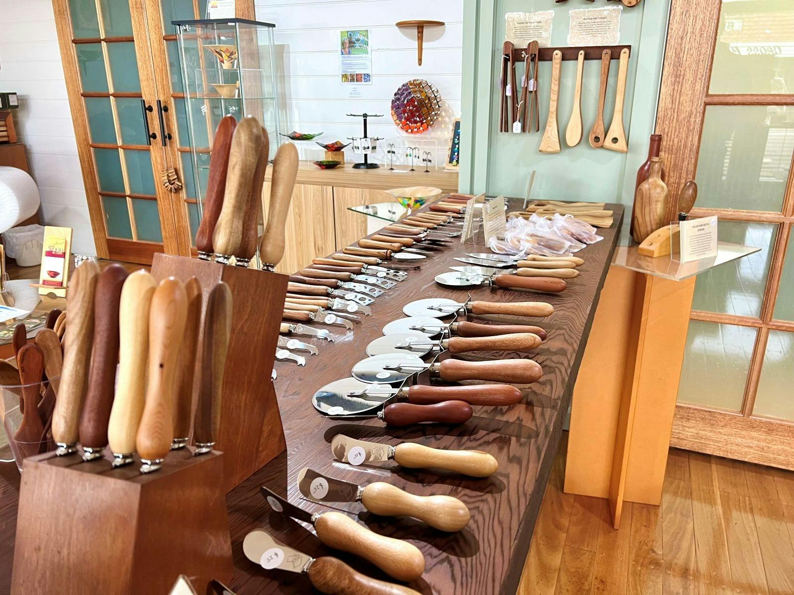 Wood We Create Gallery from the inside showing all the wooden giftware.