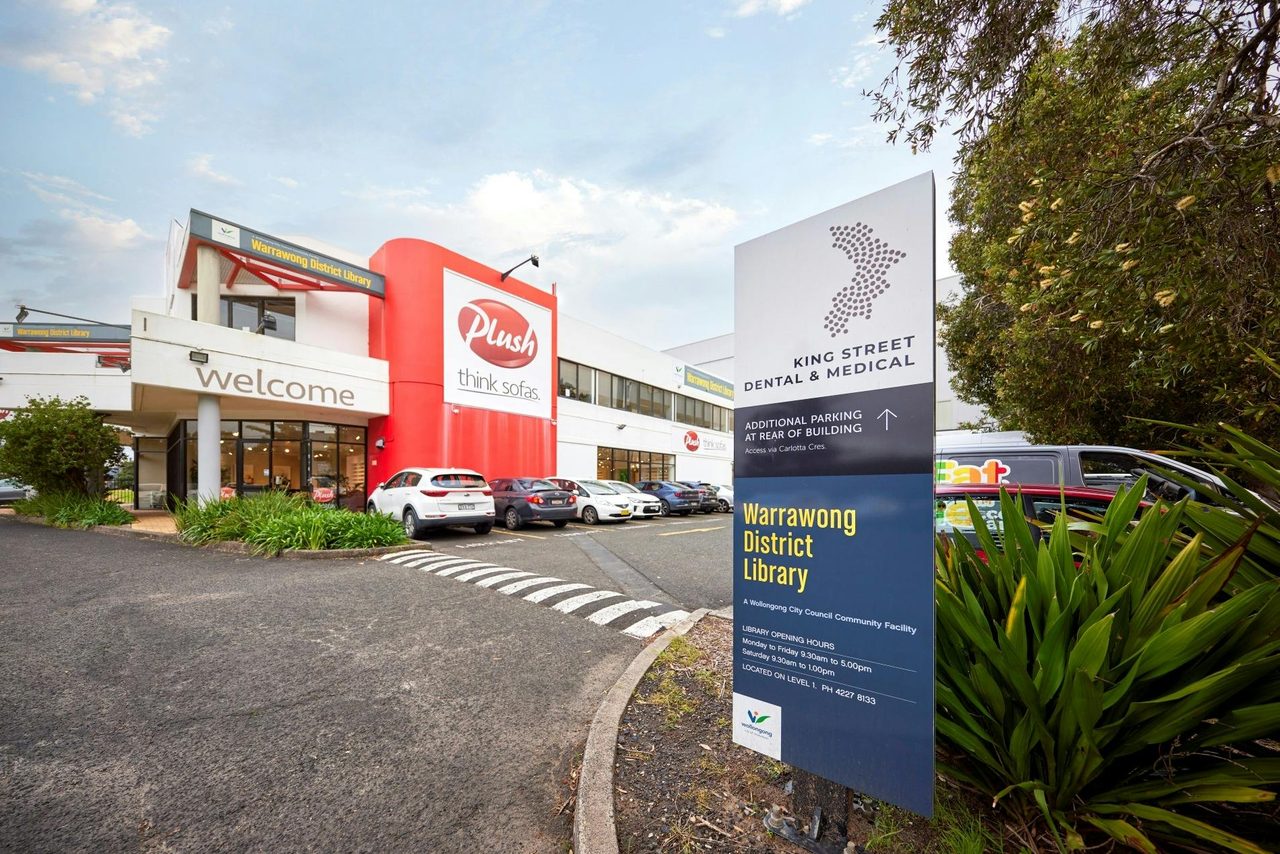 Ample free parking at Warrawong Library located on level one of the complex.