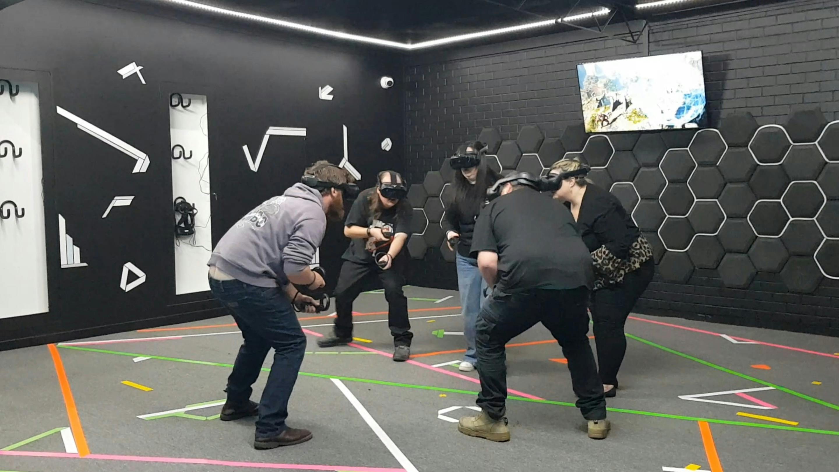 Group of friends playing VR together