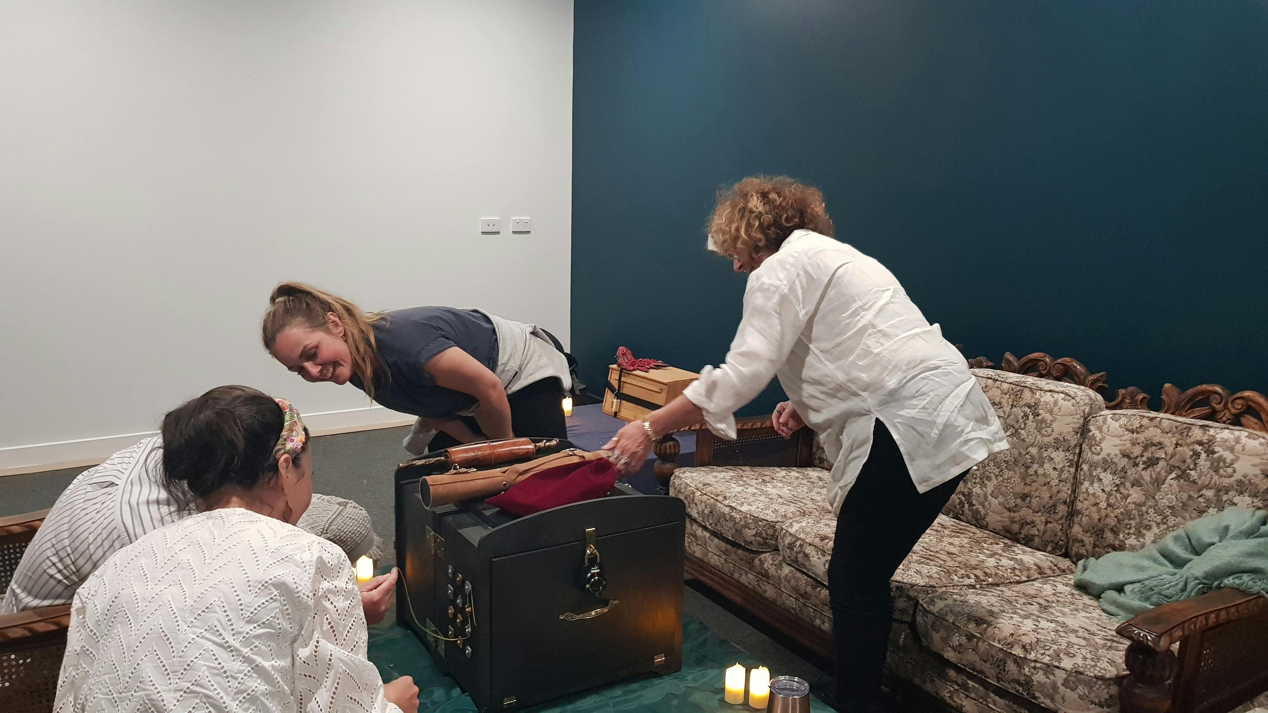 Puzzle fans working their way through a Quest Box