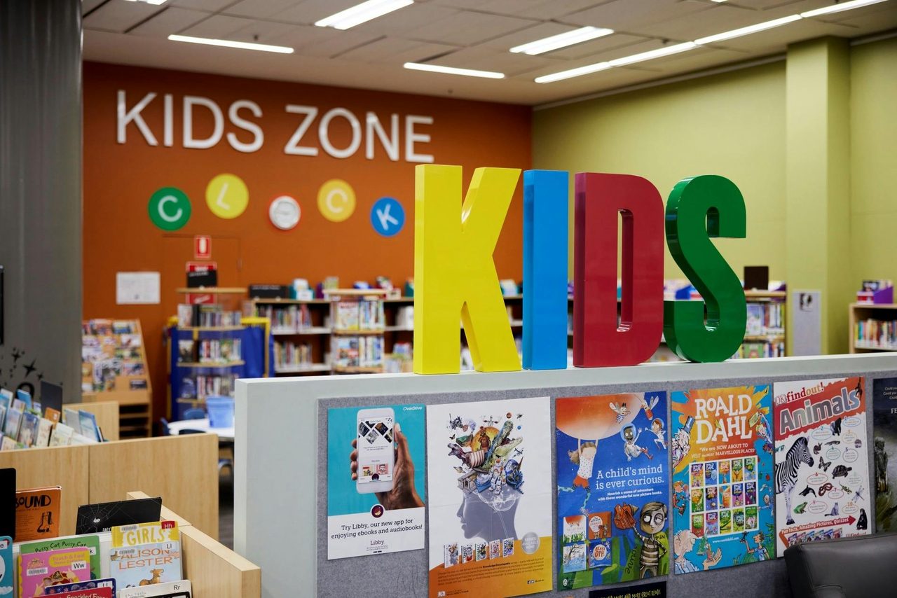 The colourful and inviting kids zone.