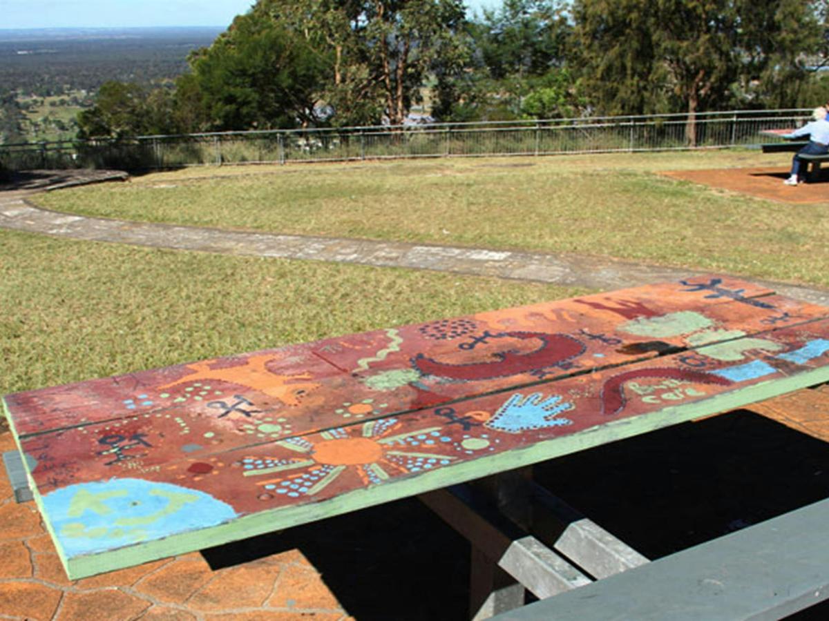 People sitting at the Hawkesbury lookout. Photo: John Yurasek/OEH