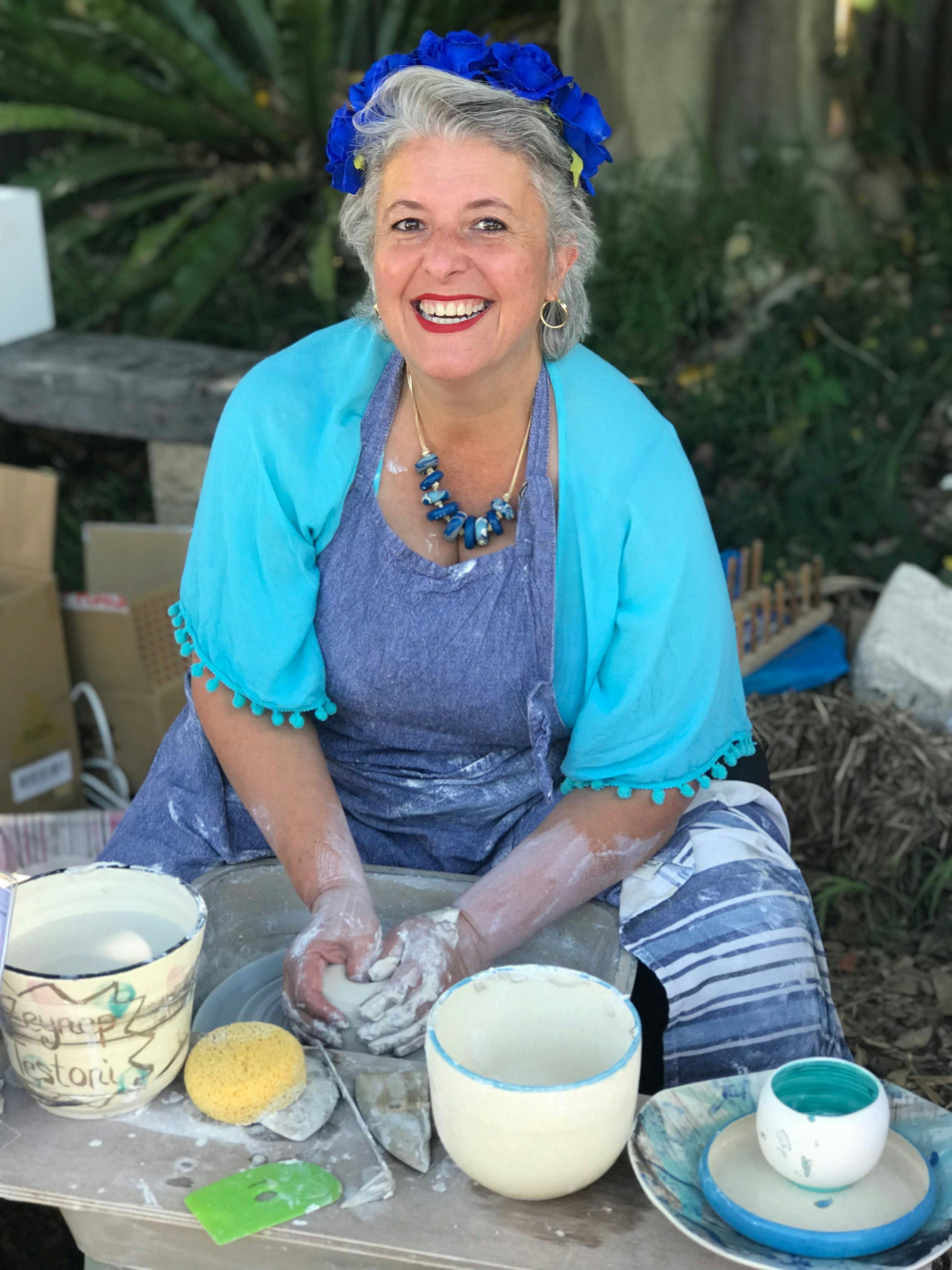 Zeynep Testoni on the pottery wheel