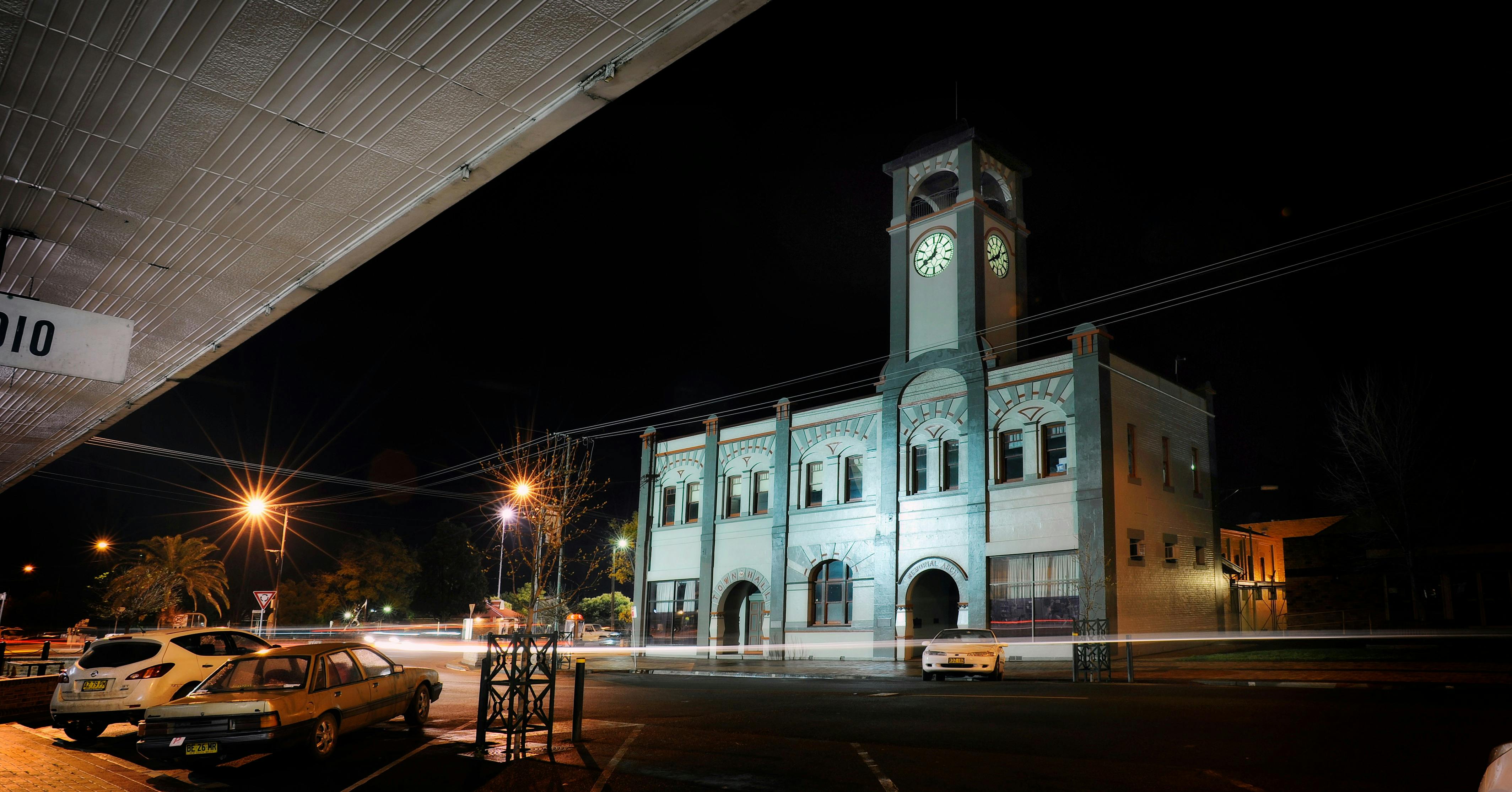 Gunnedah Town Hall by night