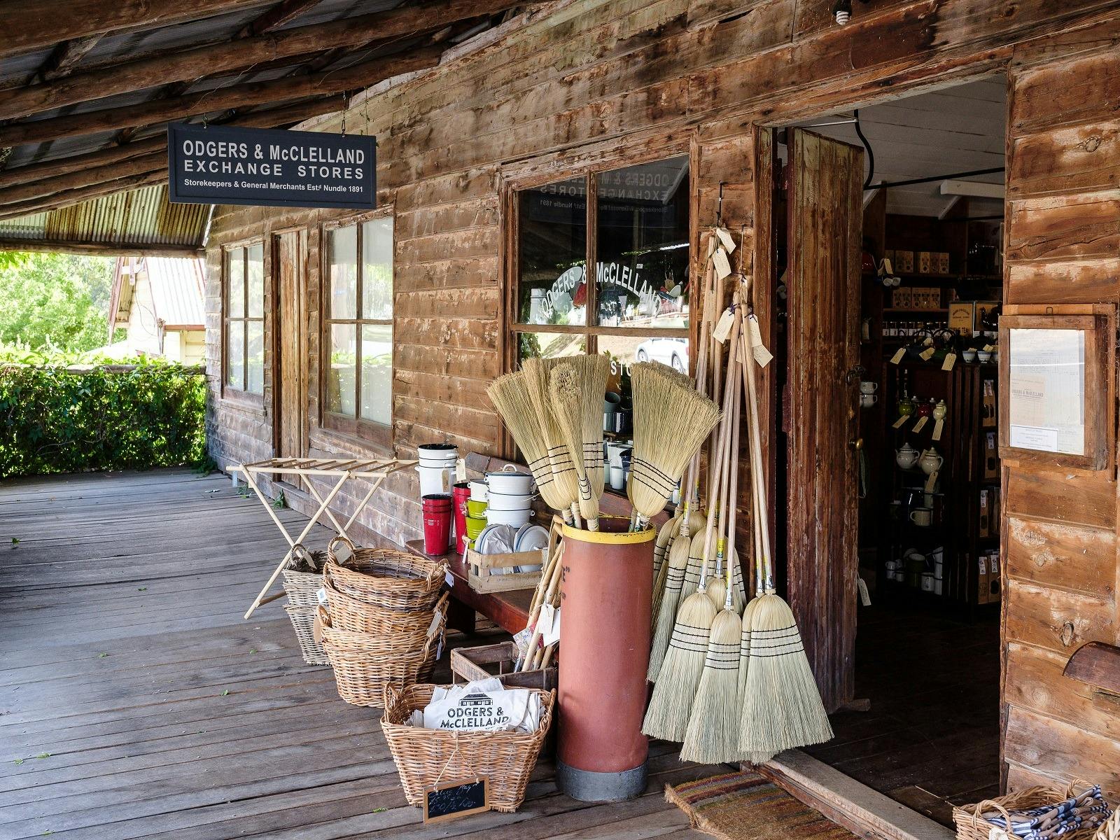 Photo of the entrance to Odgers and McClennland Exhange Store