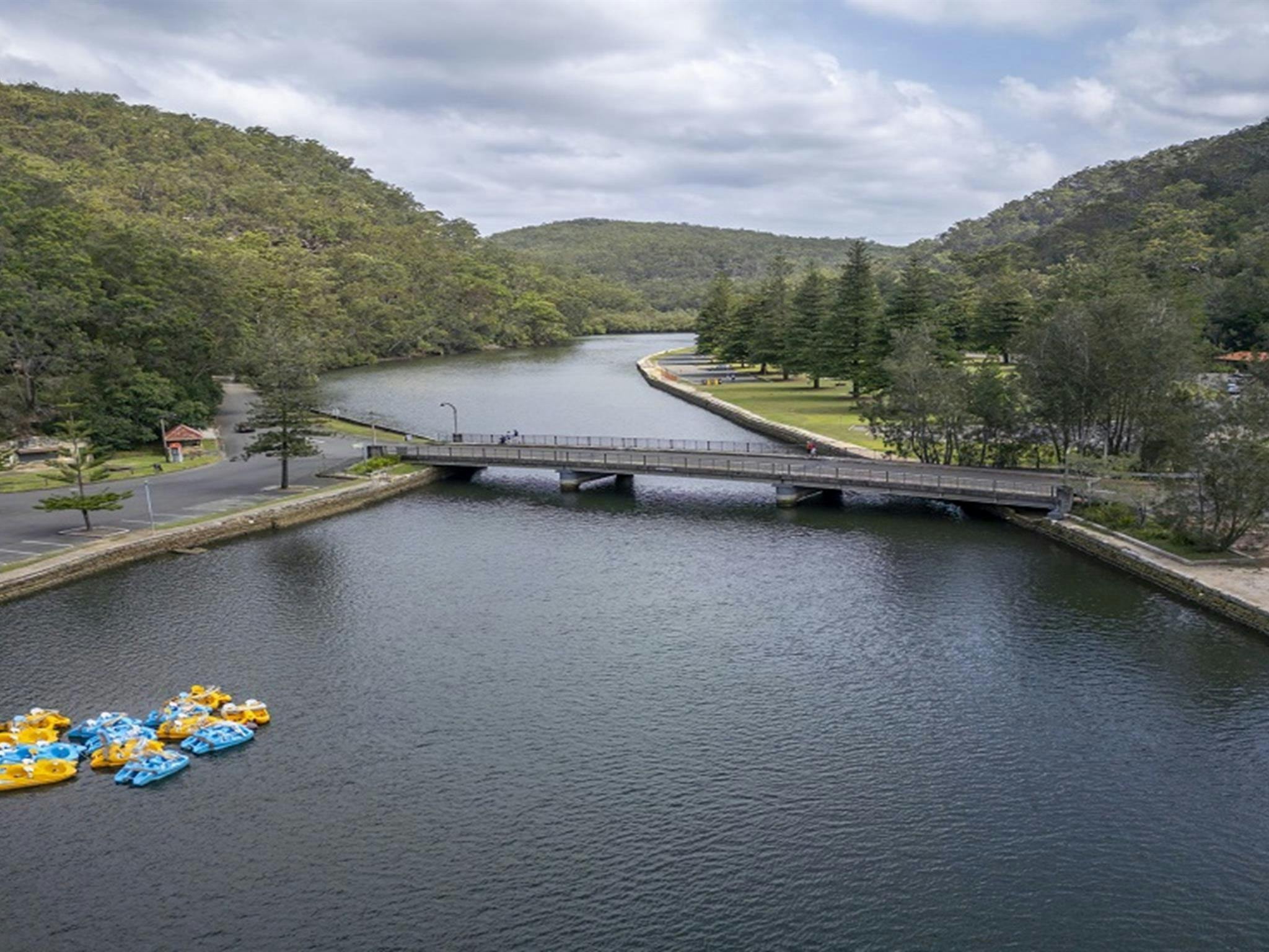 Aerial view of Bobbin Head picnic area, Ku-ring-gai Chase National Park. Photo: John Spencer &copy;