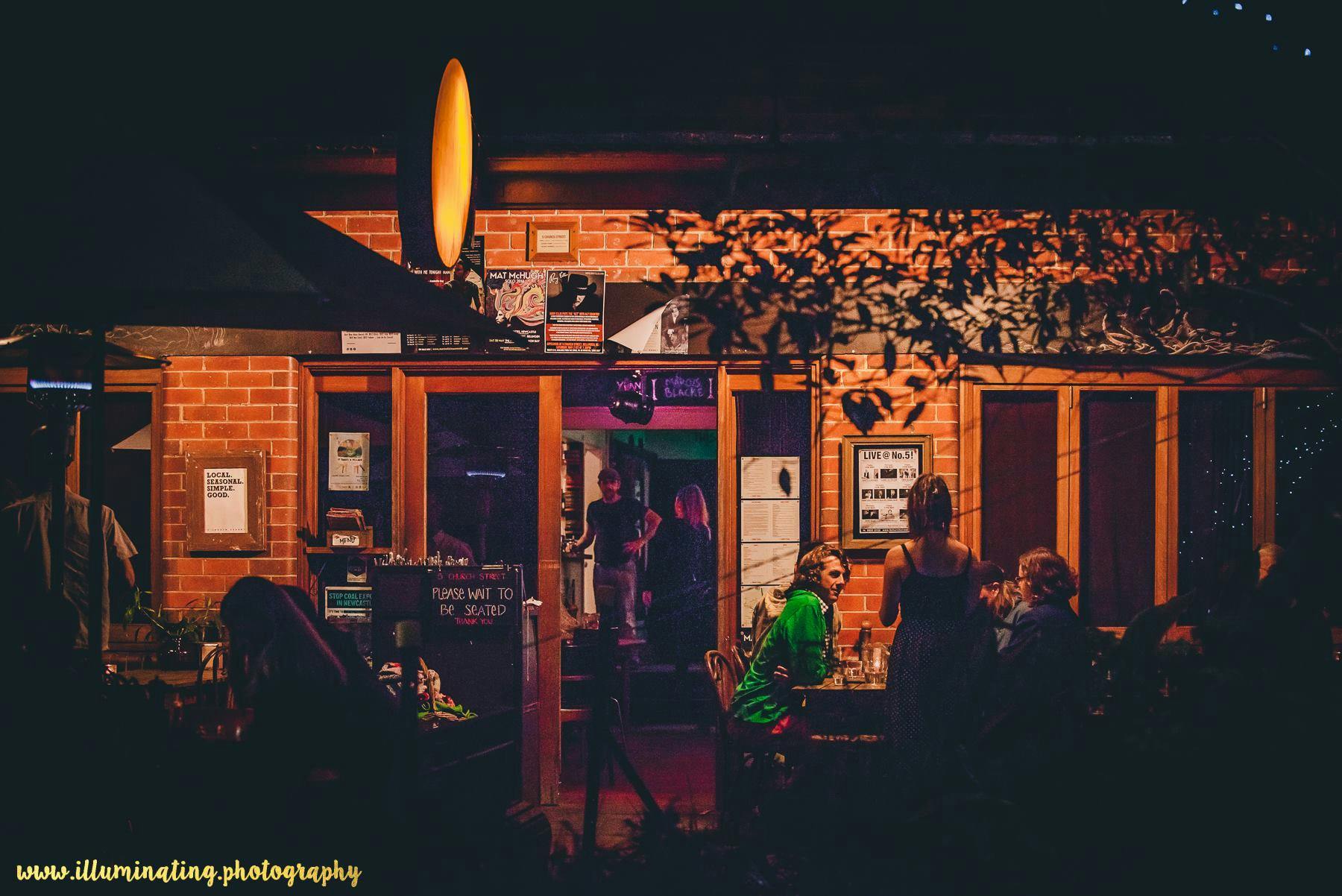 Outside No 5 at night