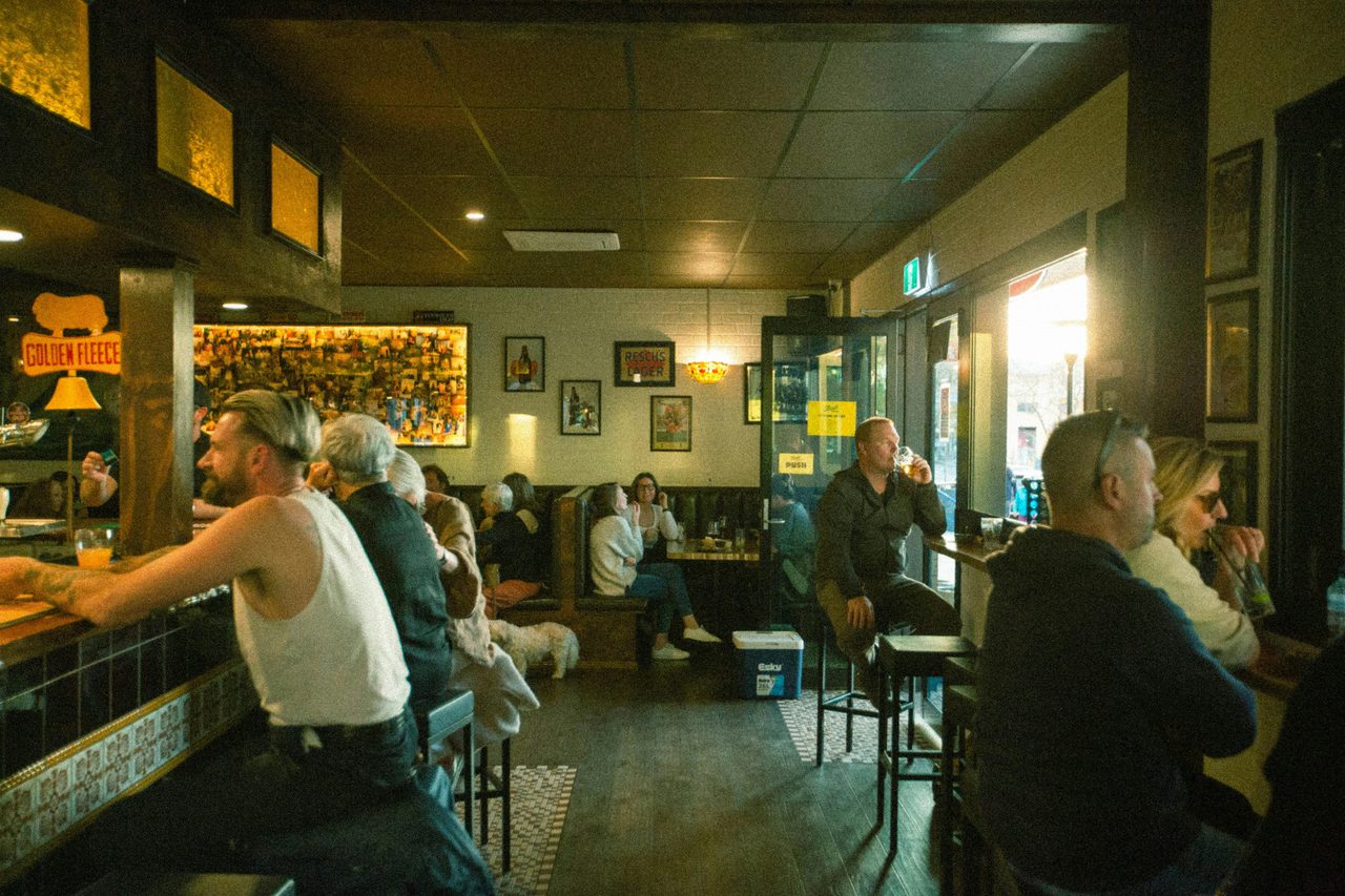 Busy bar at Bud's Tavern