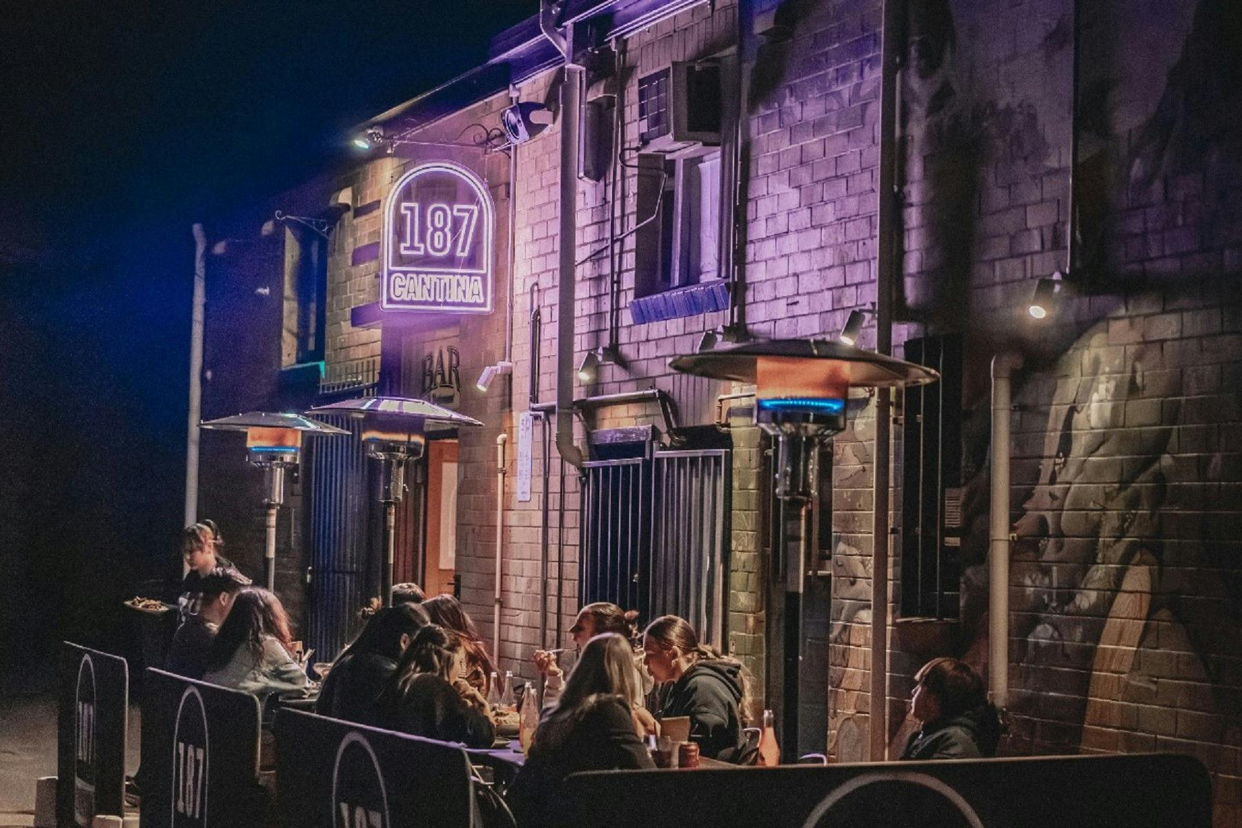 Customers enjoying their Mexican in the alfresco dining
