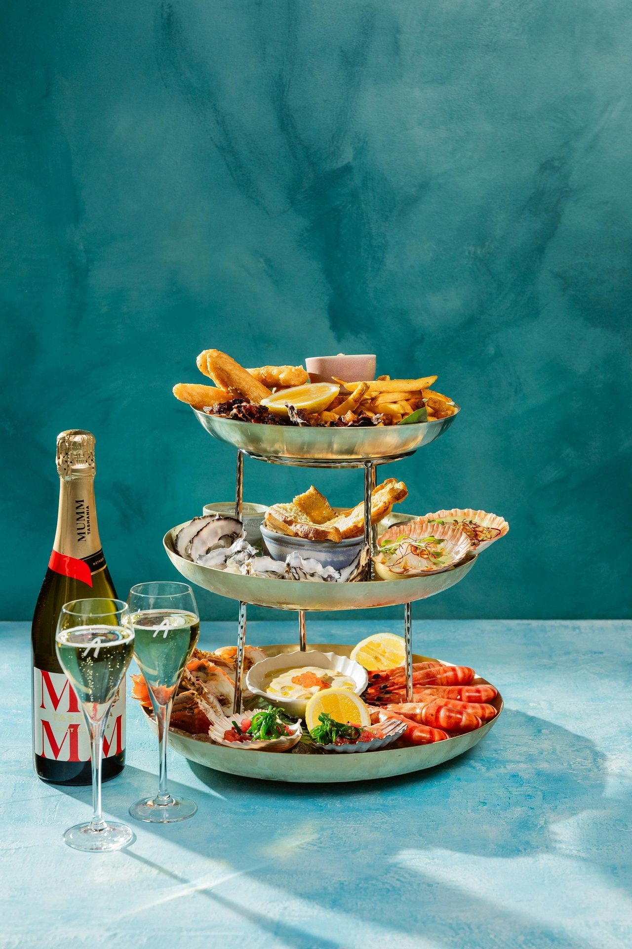 Our signature seafood tower, featuring fresh local seafood.