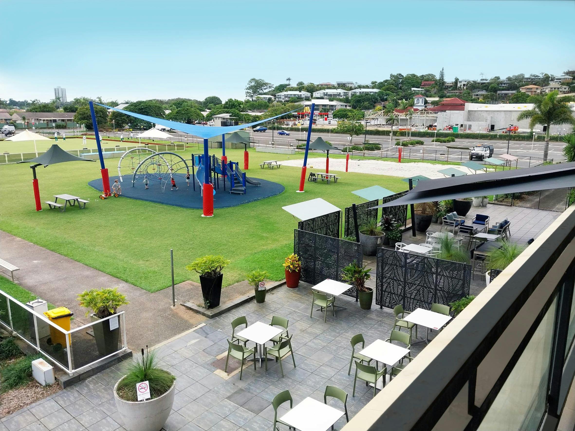 Dine outdoors alongside the outdoor playground