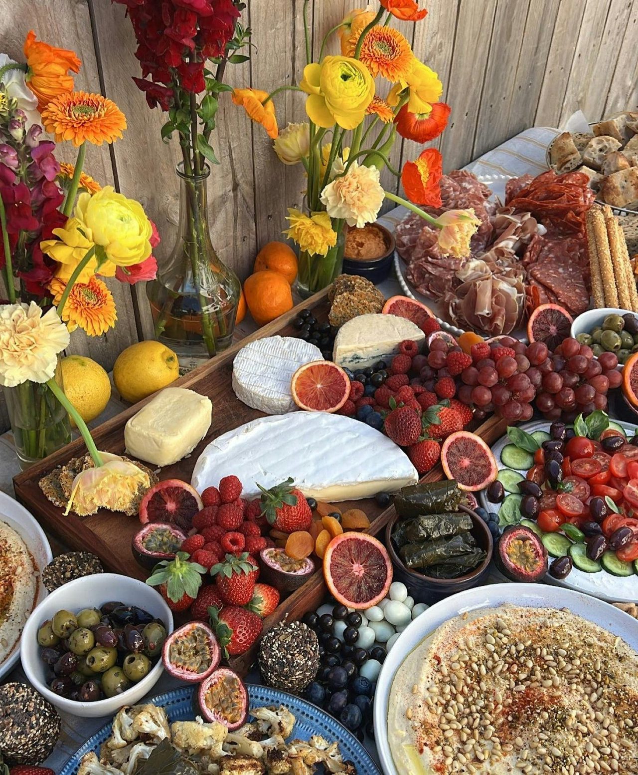 Food platter with flowers