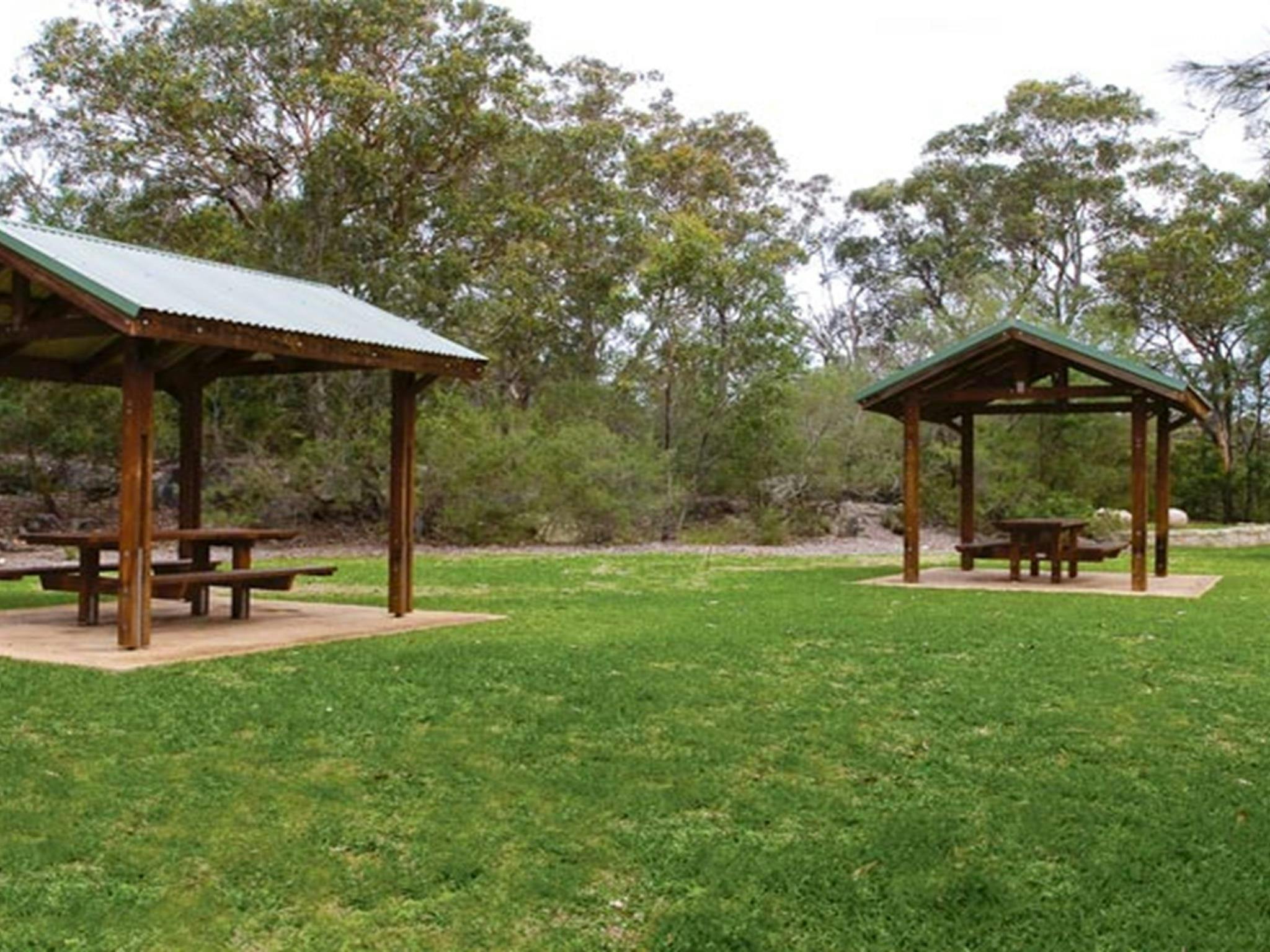 Picnic shelters at Bomaderry Creek picnic area, Bomaderry Creek Regional Park. Photo: Michael Van