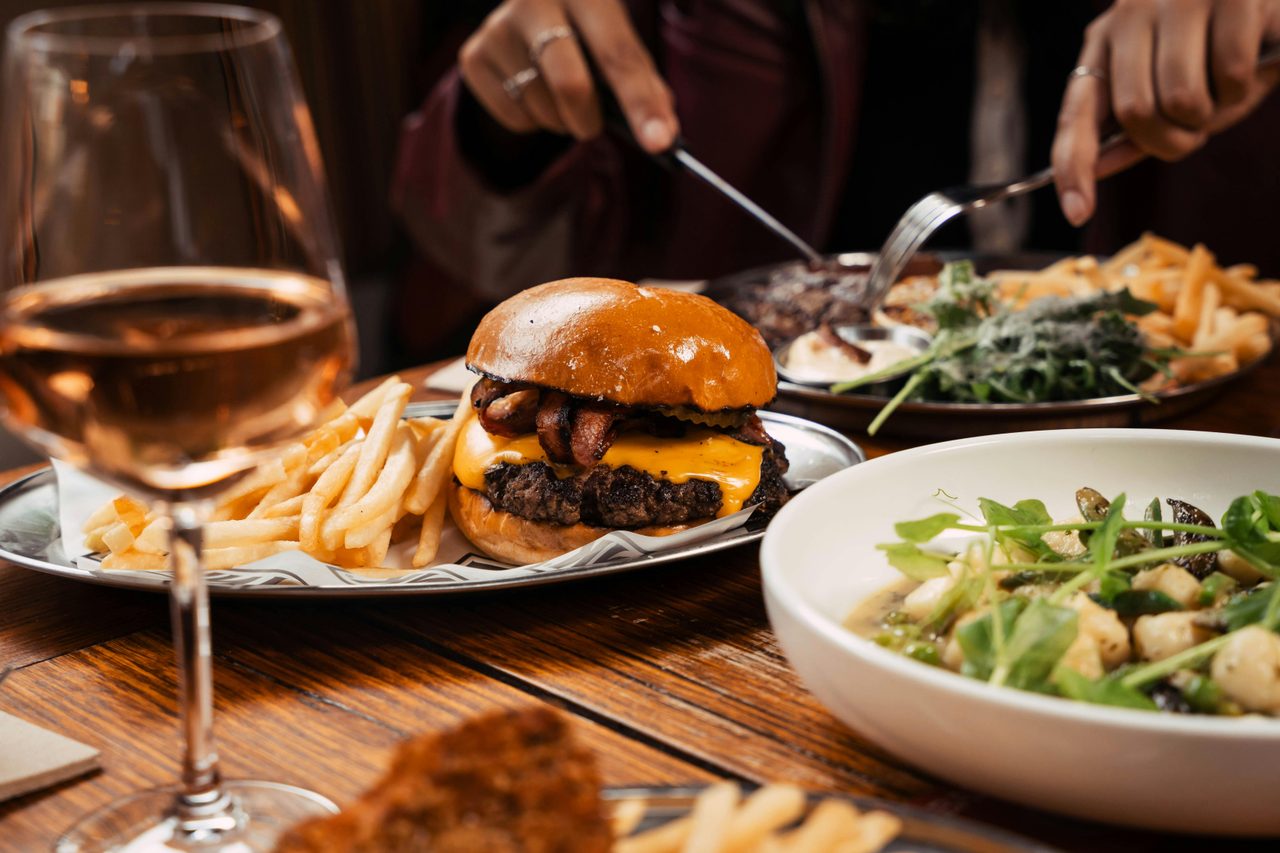 Burger and chips