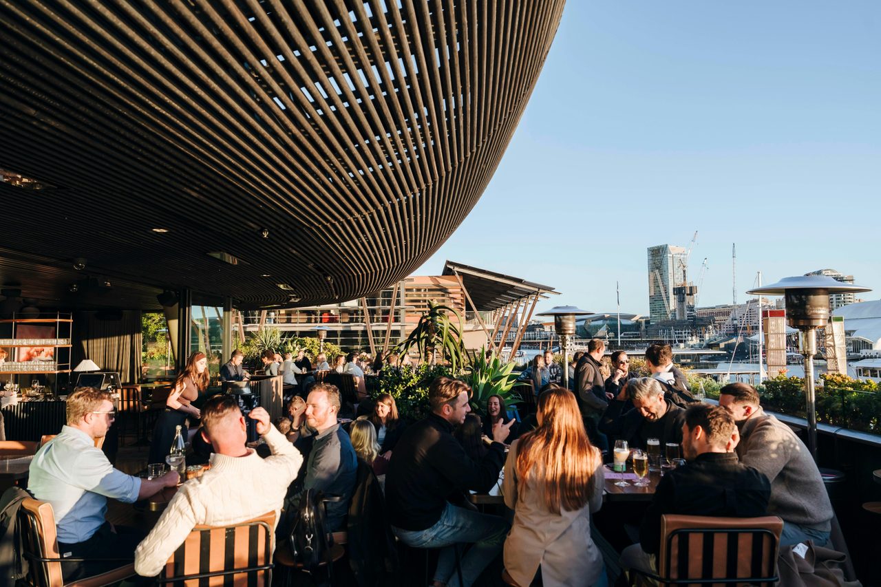 People on rooftop bar
