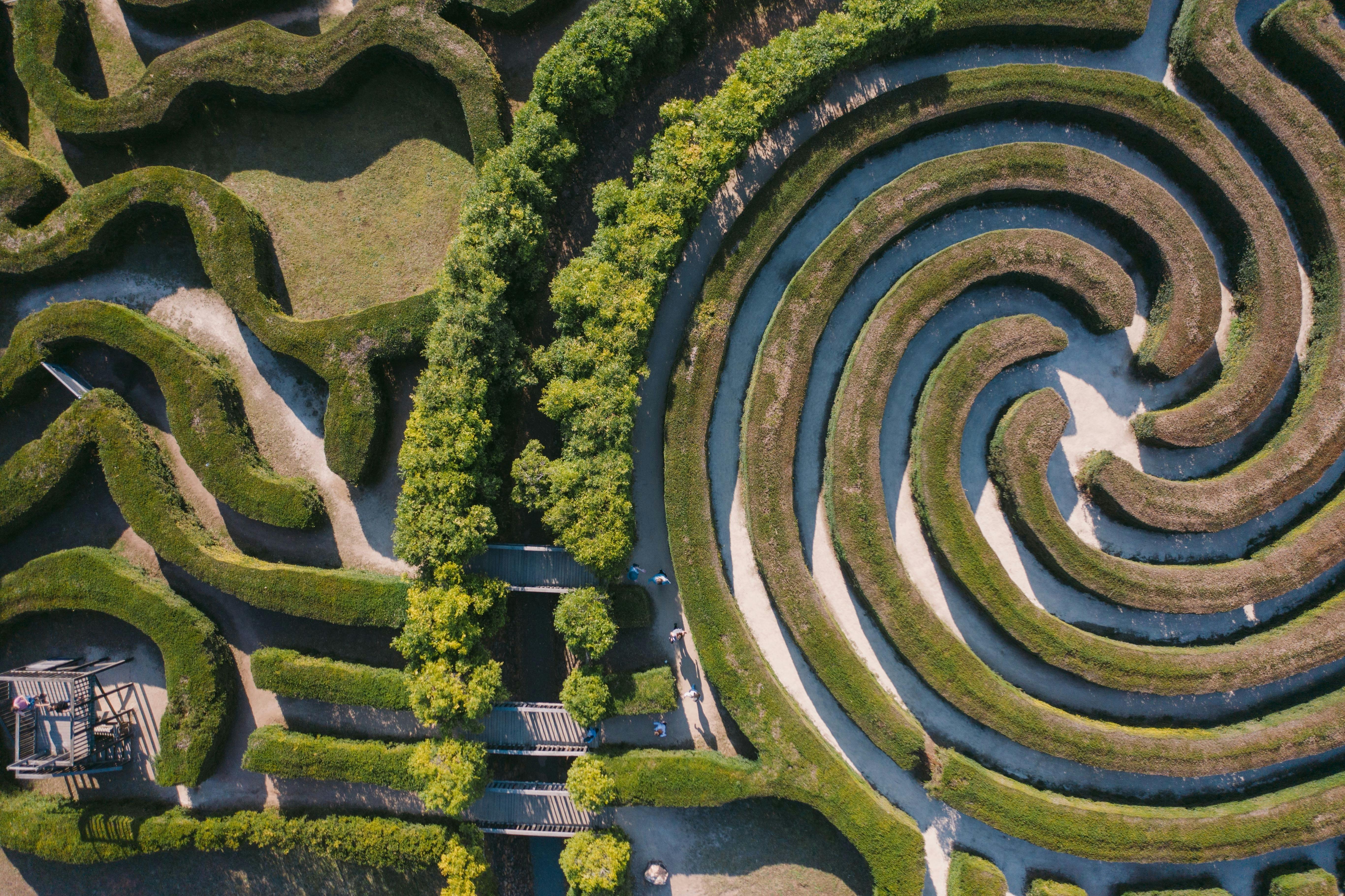 An up close view of the Bago Maze Pathways